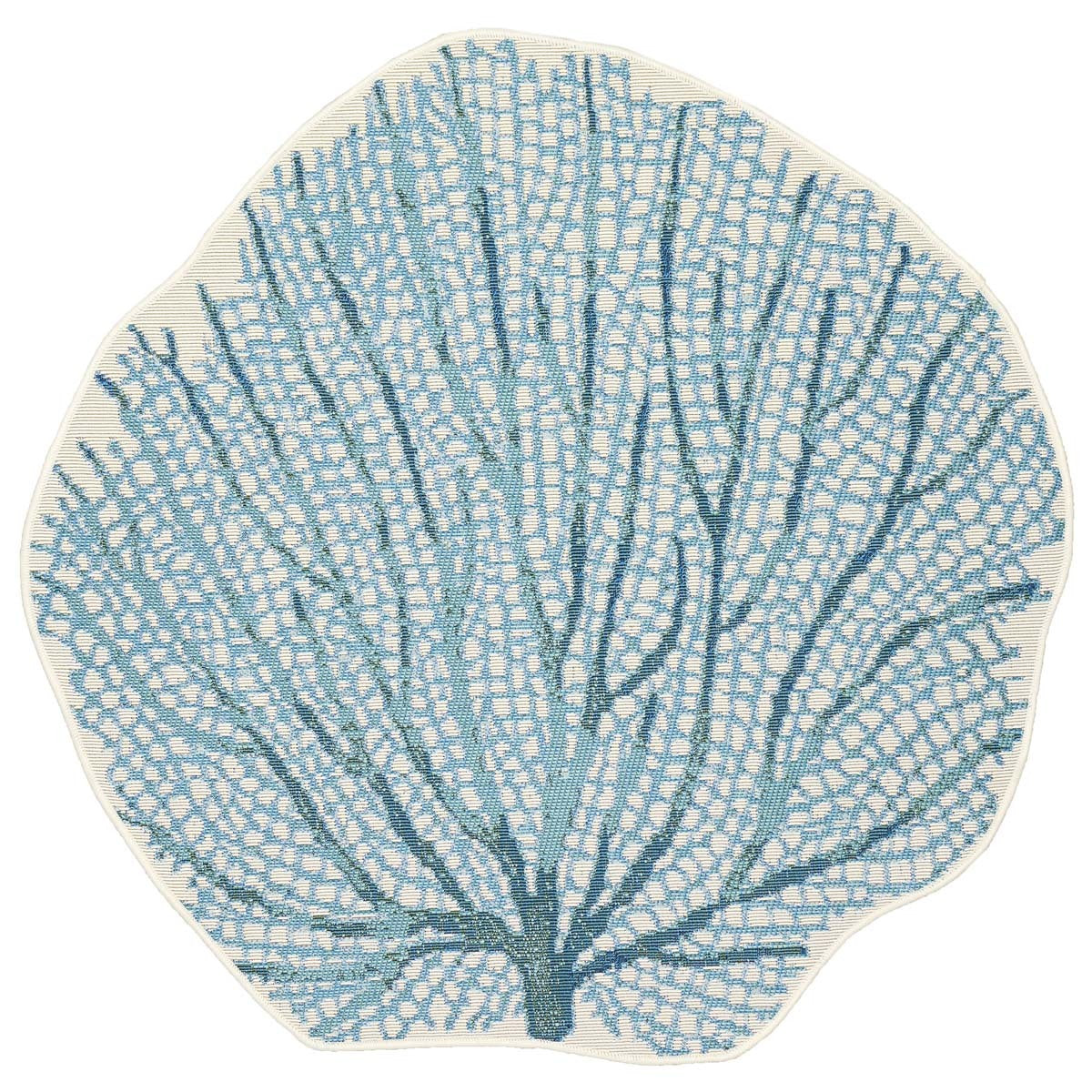 Coral Fan Aqua Indoor/Outdoor Rug Collection