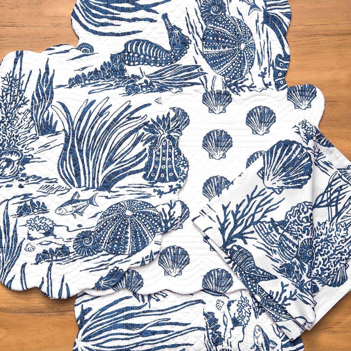 Indigo Coral Table Linens