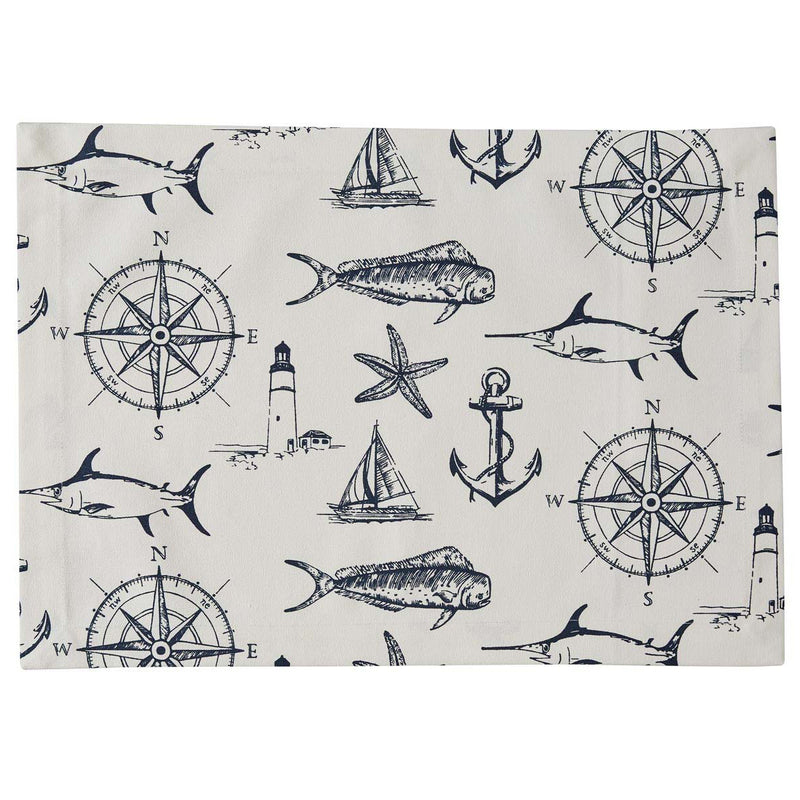Nautical Navigator White Table Linens