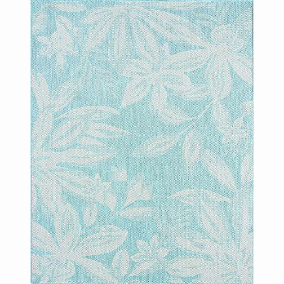 Fiji Flowers Aqua Indoor/Outdoor Rug Collection