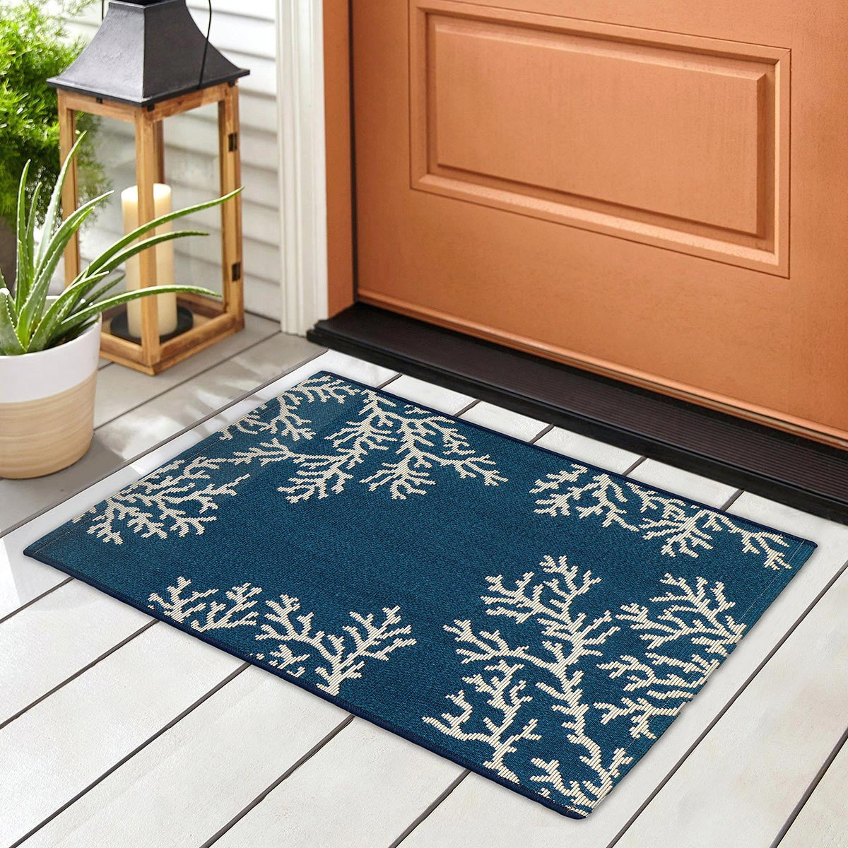 Navy Coral Cluster Scatter Rugs