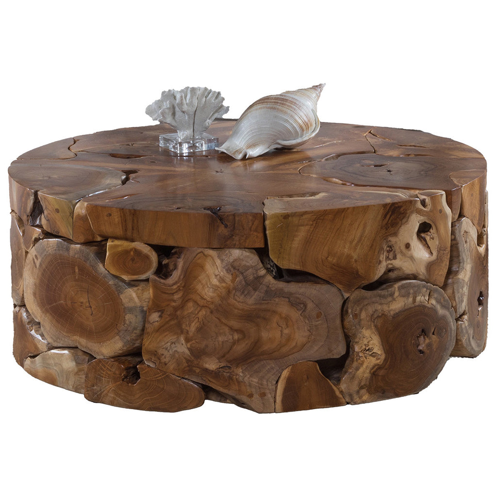 Natural Form Teak Round Cocktail Table
