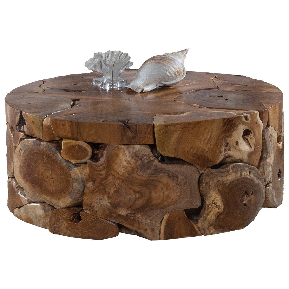 Natural Form Teak Round Cocktail Table