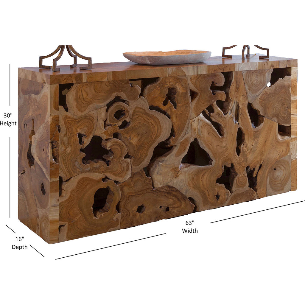 Natural Form Teak Rectangular Console Table