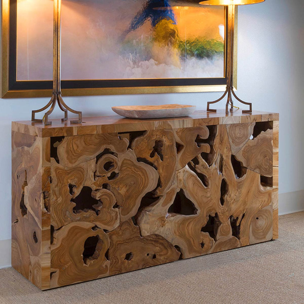 Natural Form Teak Rectangular Console Table