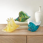 Spiral Teal Glass Conch Shell