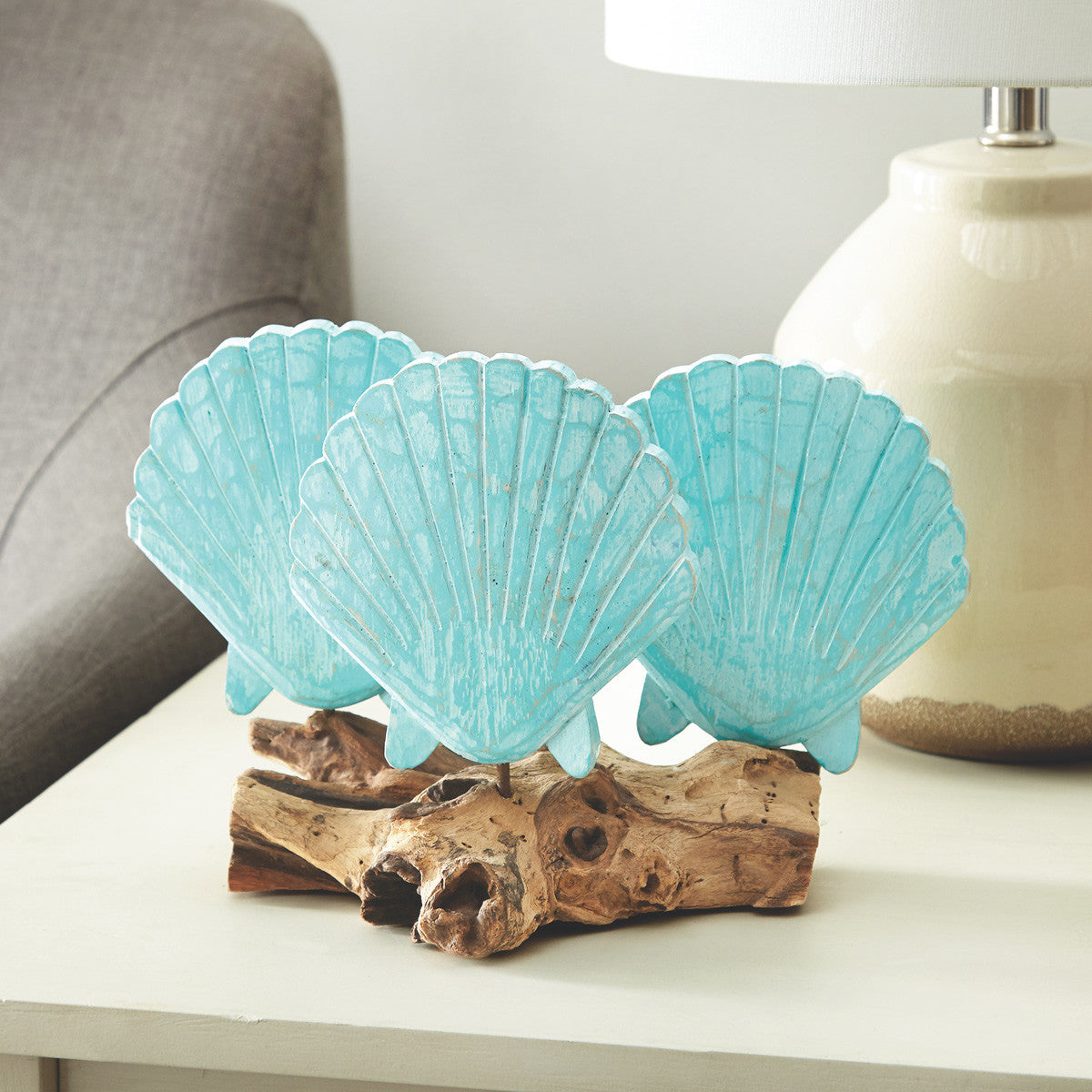 Scallop Trio Driftwood Sculpture