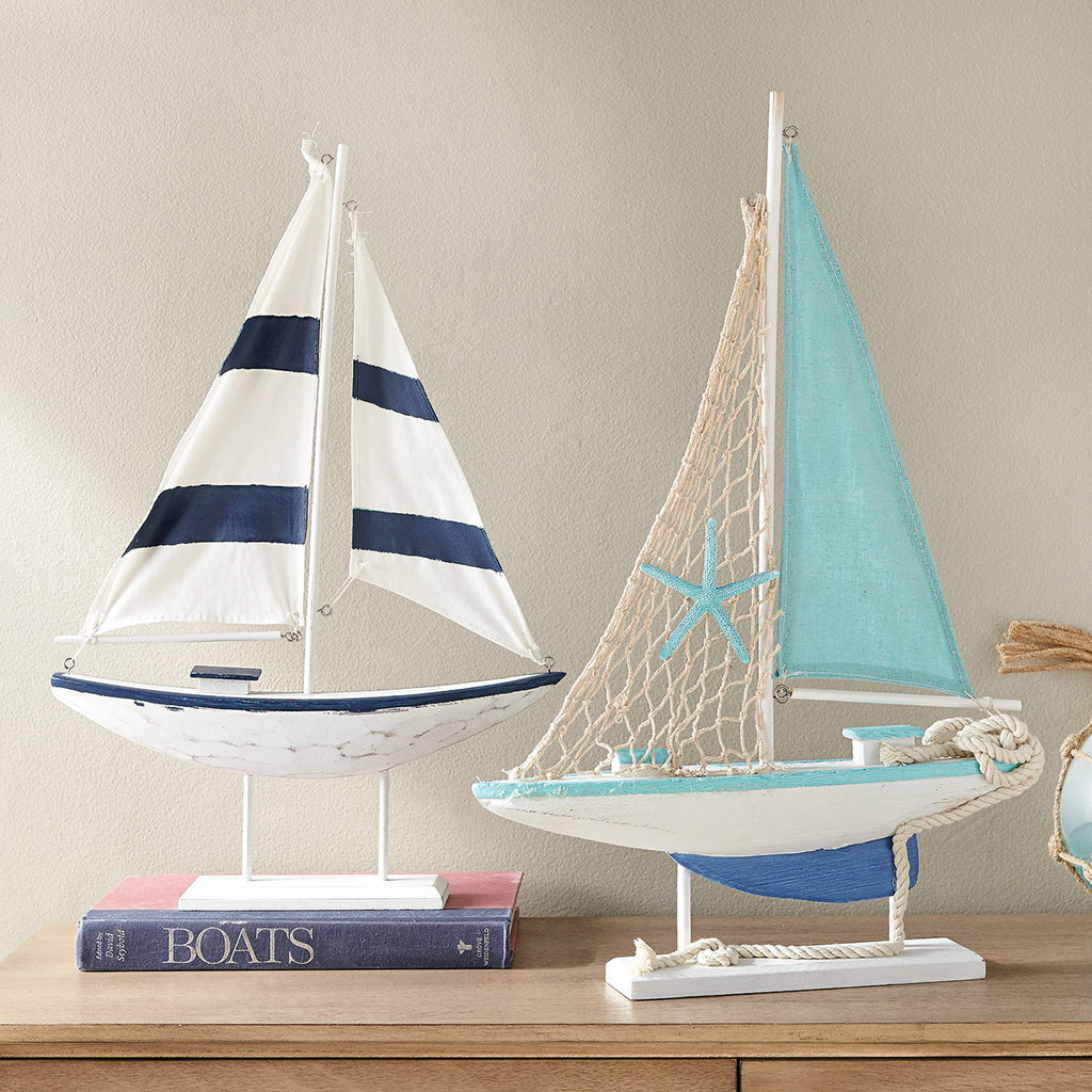 Nautical Stripes Sailboat Tabletop Model