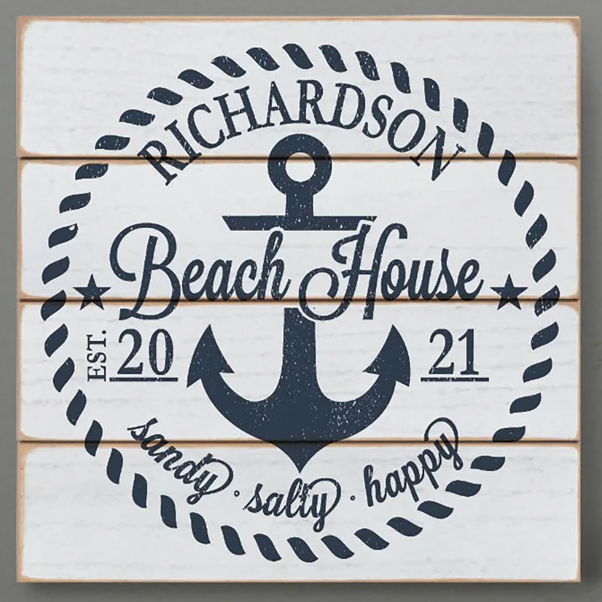 Family Beach House Personalized Wood Wall Art