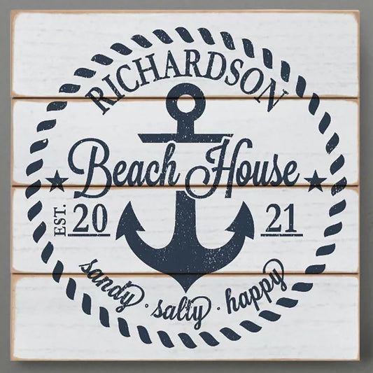 Family Beach House Personalized Wood Wall Art