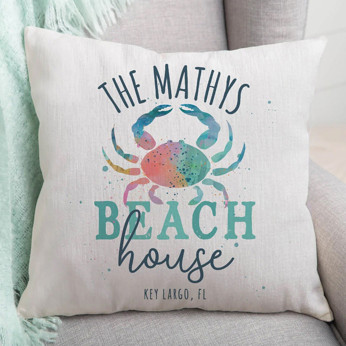 Multicolor Crab Personalized Pillow
