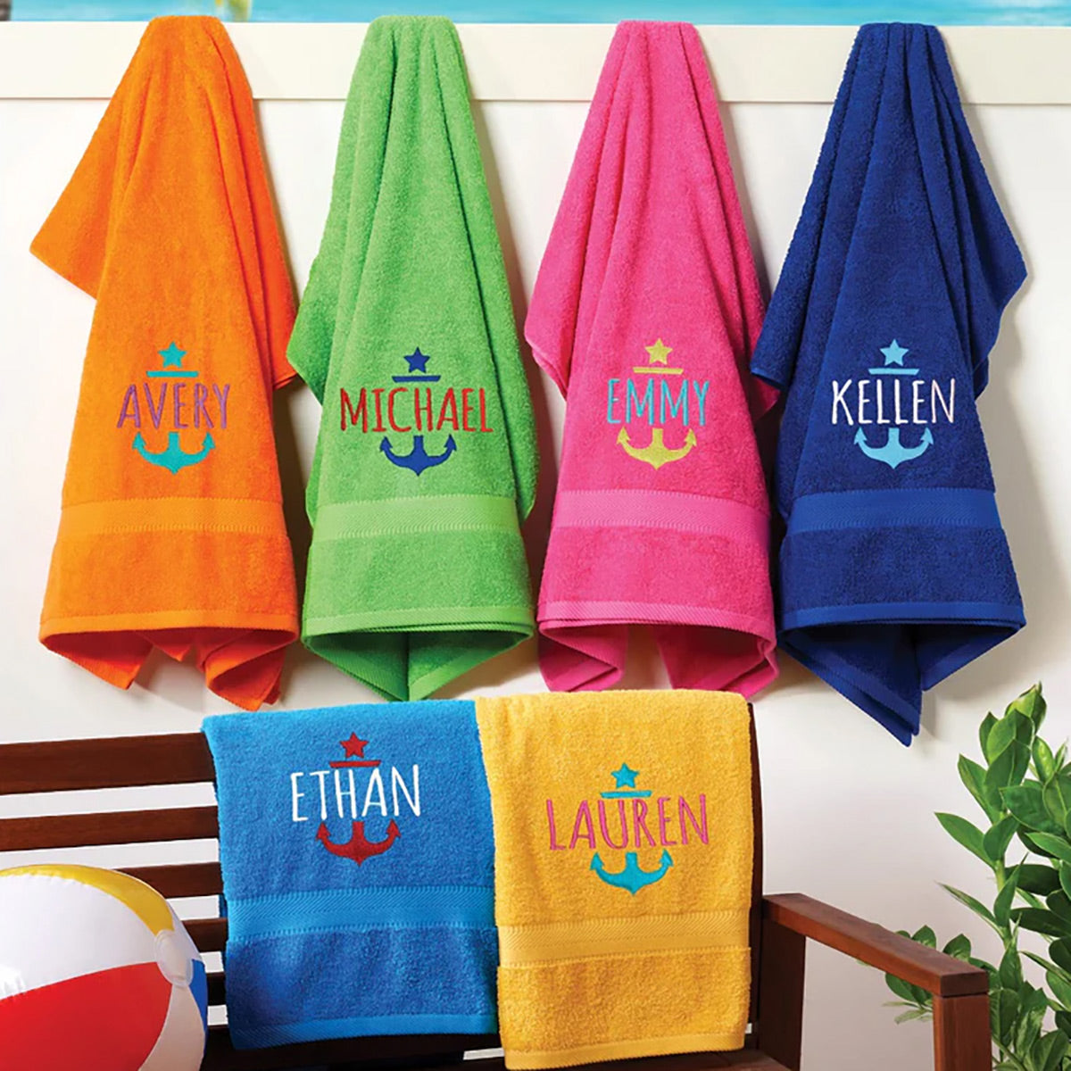 Nautical Anchor Personalized Beach Towel