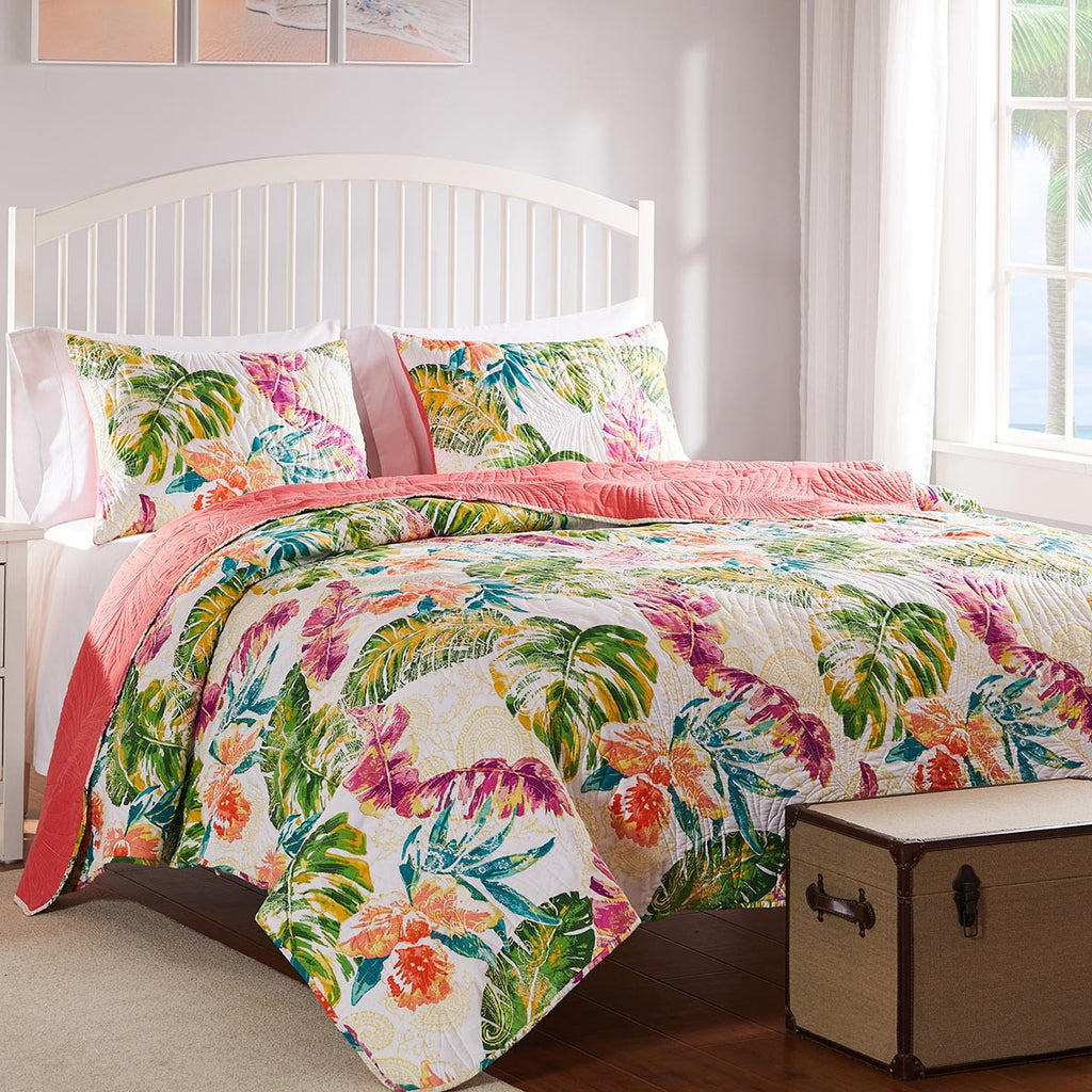 Tropical Flora Quilt Bed Set - Twin - OVERSTOCK