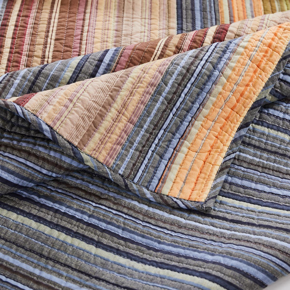 Sandy Beach Stripe 3-Piece Quilt Bed Set - King