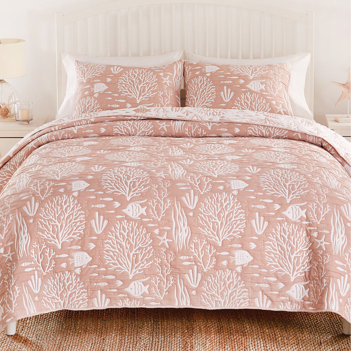 Coral Reef Blush Coverlet Bed Set - King - OVERSTOCK