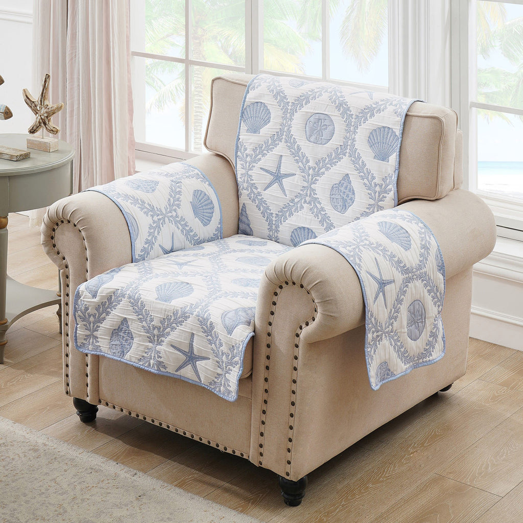 Shell Free Chair Shoreline Shells Chair Protector | Bella Coastal Decor