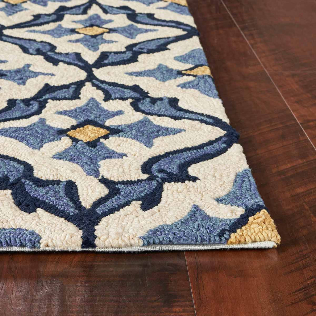 Harbor Ivory and Blue Mosaic Indoor/Outdoor Rug - 5 x 8 - OUT OF STOCK UNTIL 10/28/2026