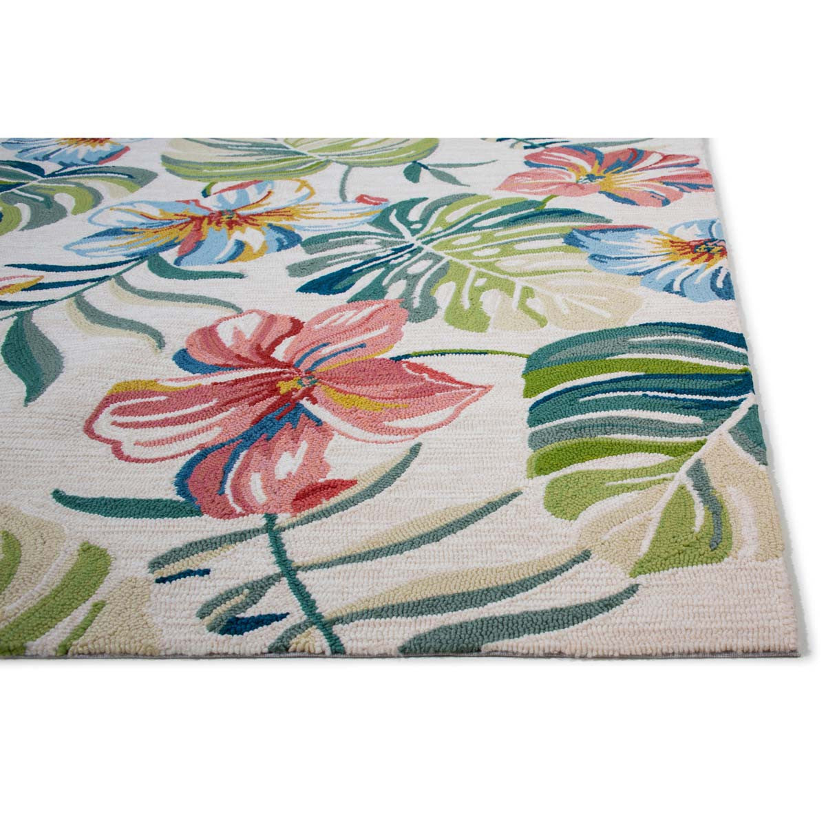 Floral Hibiscus Ecru Indoor/Outdoor Rug - 2 x 3 - OUT OF STOCK UNTIL 07/24/2026