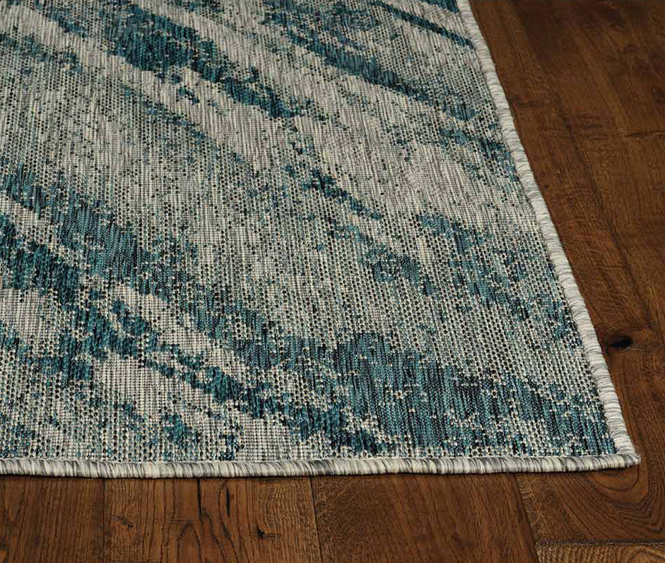 Negril Gray & Teal Indoor/Outdoor Rug - 8 x 11 - OUT OF STOCK UNTIL 10/21/2026