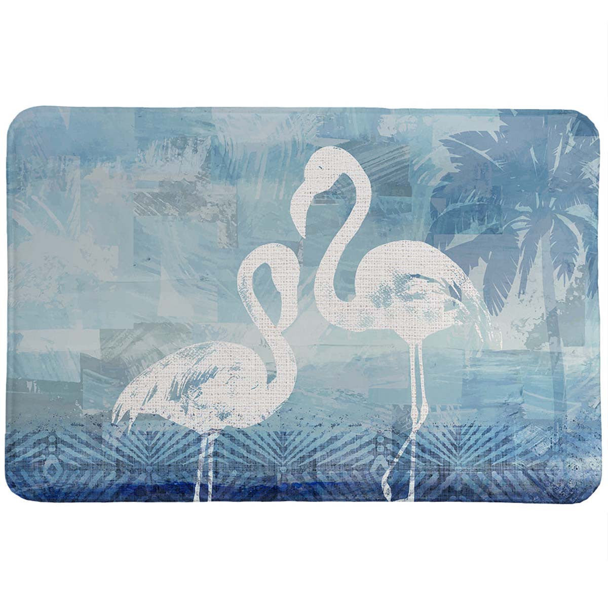 Blue Flamingo Bath Rug