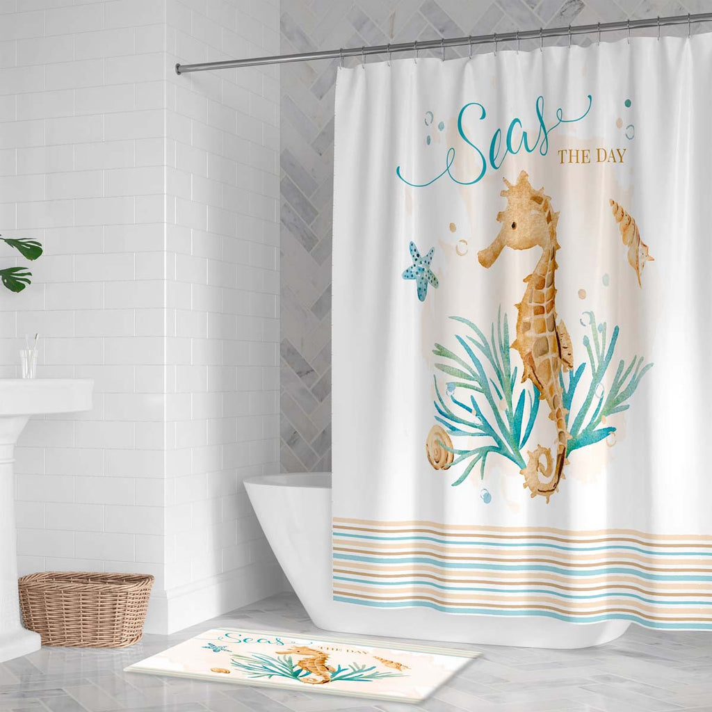 Seas the Day Seahorse Shower Curtain