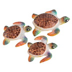 Brown Mosaic Sea Turtle Wall Sculptures - Set of 3