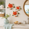 Orange Mosaic Sea Turtle Wall Sculptures - Set of 3