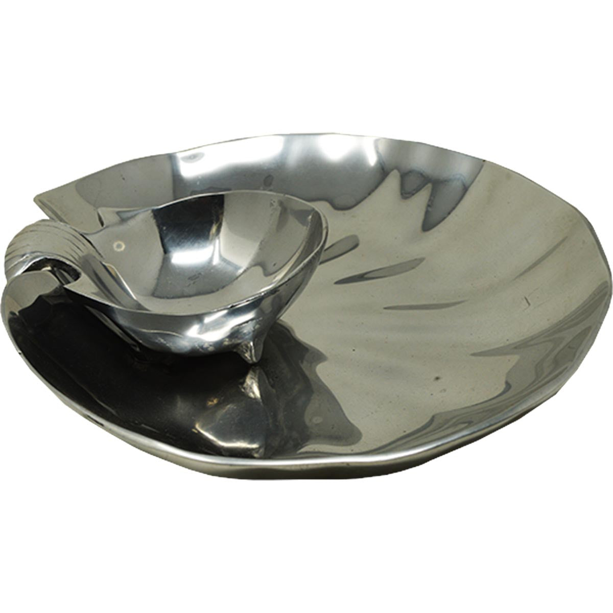 Pewter Seashell Chip & Dip Tray