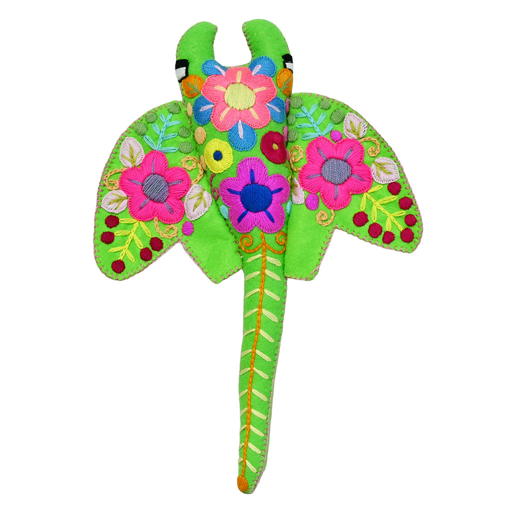 Whimsical Green Stingray Pillow