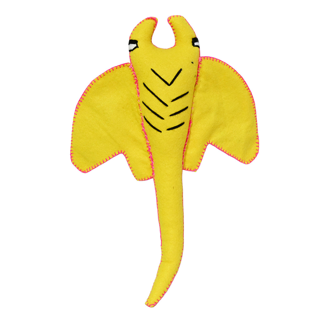 Whimsical Yellow Stingray Pillow