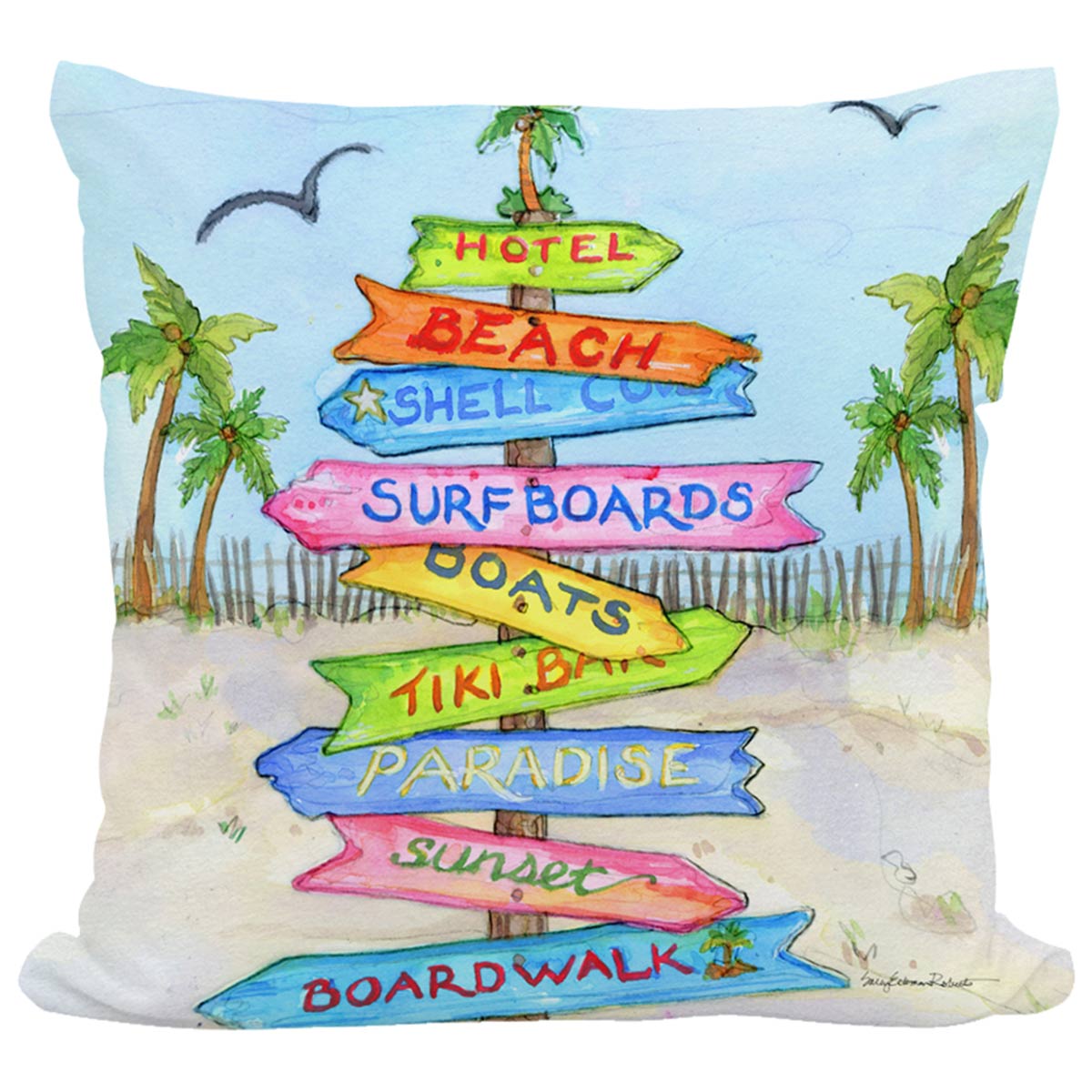 Beach Directions Indoor/Outdoor Pillow