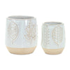 Imprinted Gray Leaves Planters - Set of 2