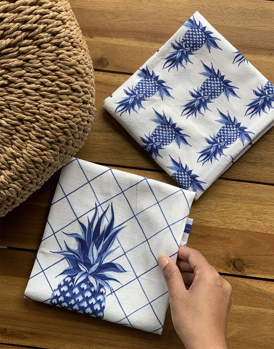Tropical Pineapple Kitchen Towels - Set of 4