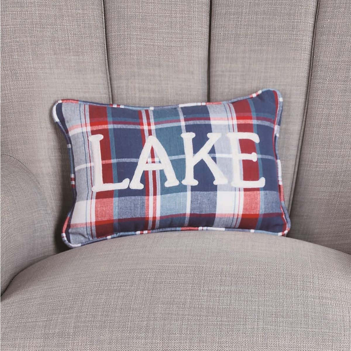 Coastal Lake Plaid Pillow