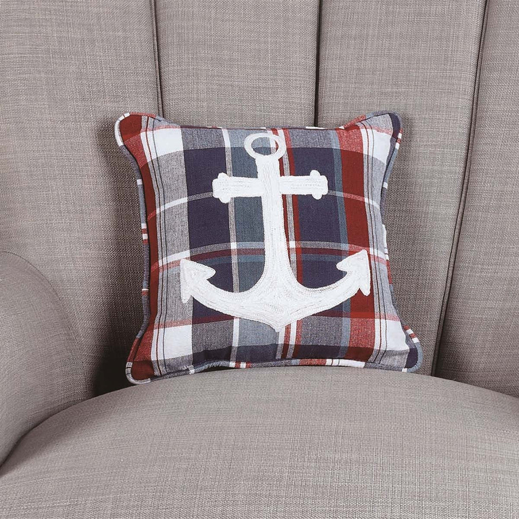Coastal Anchor Plaid Pillow