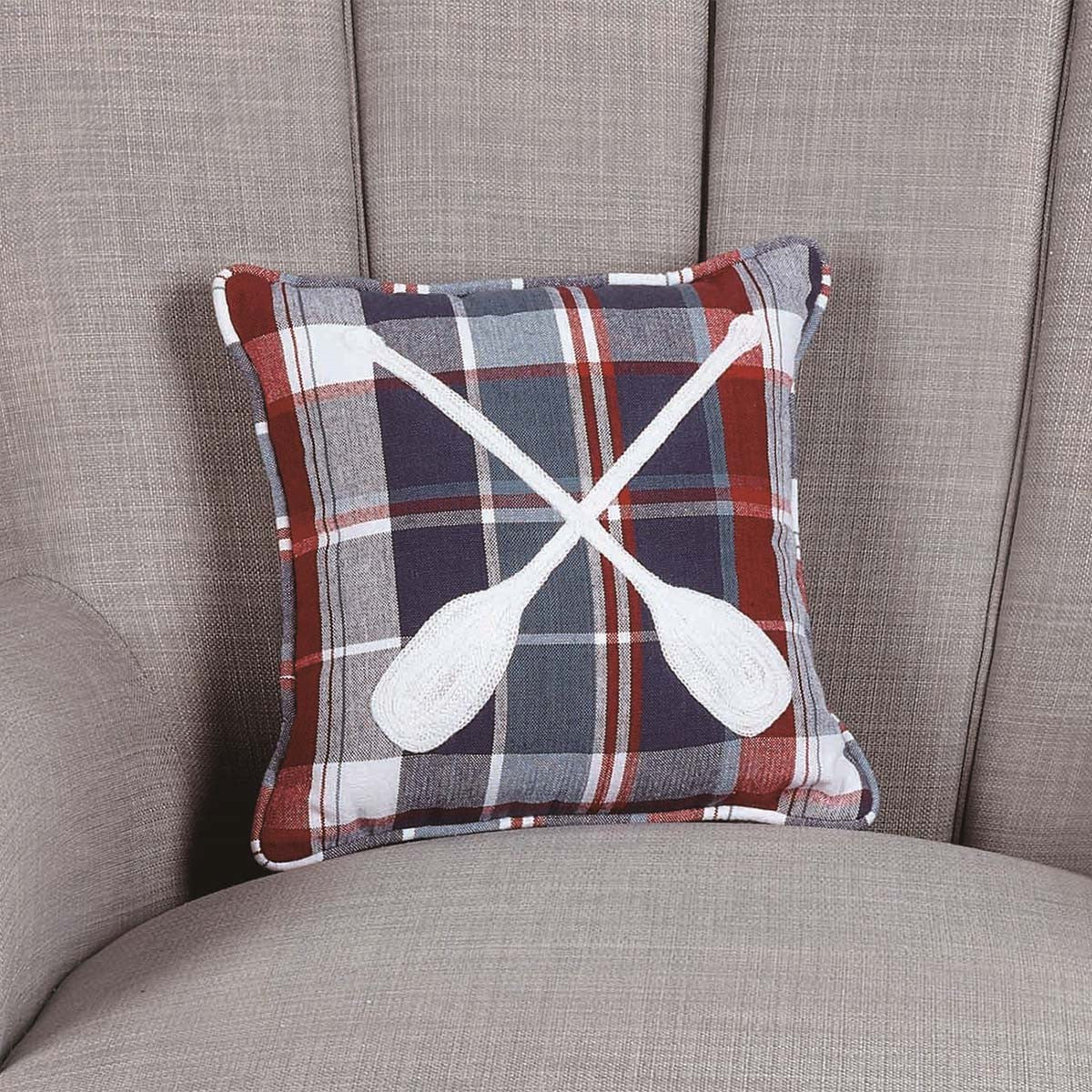 Coastal Oars Plaid Pillow
