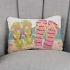 Beach Flip Flops Hooked Pillow