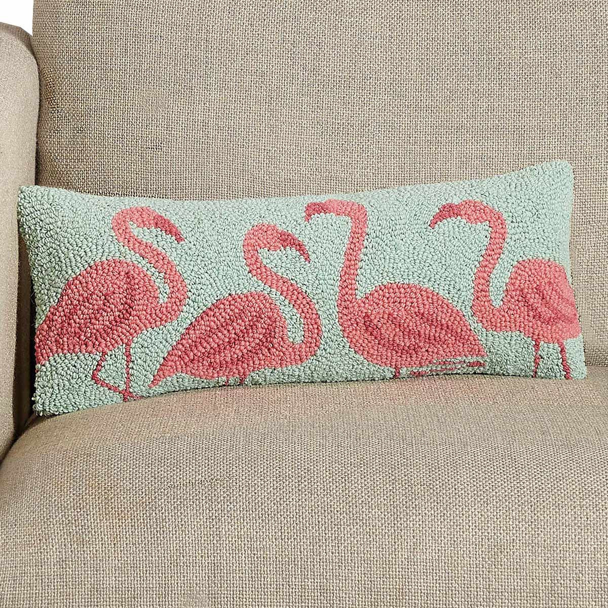 Flamingo Paradise Hooked Pillow