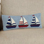 Nautical Trio Sailboat Hooked Pillow - SALE
