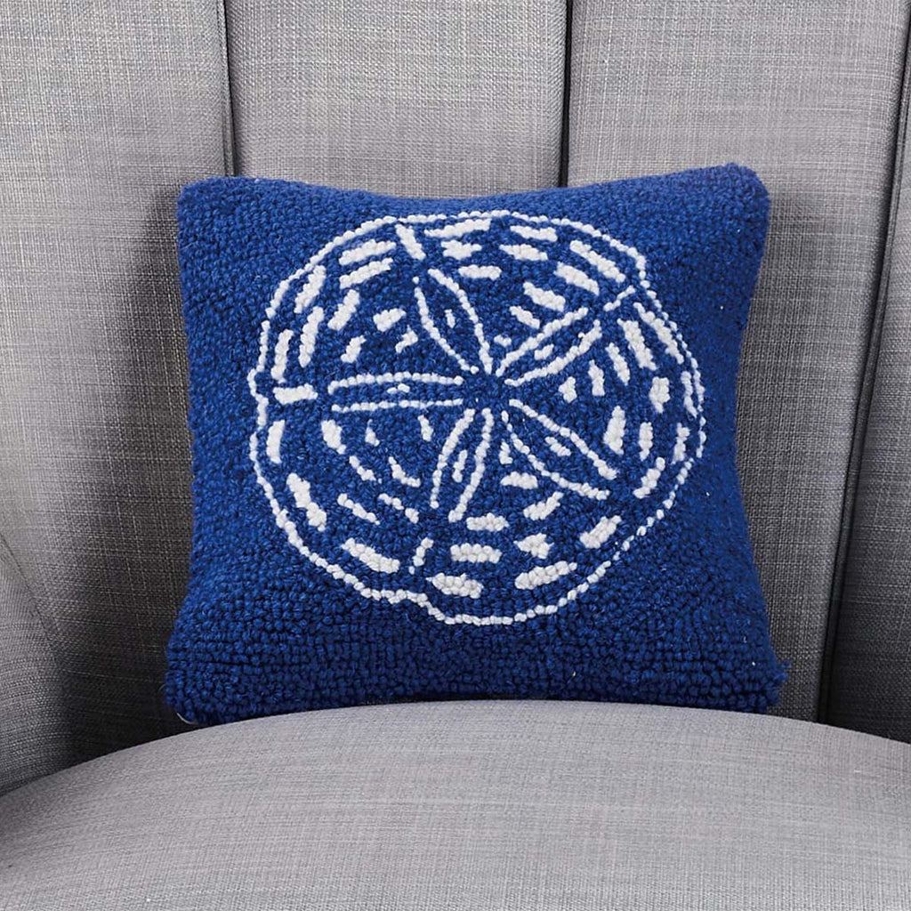 Sandy Sand Dollar Hooked Pillow
