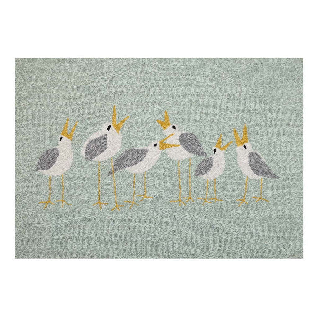 Beach Life Seagulls Hooked Accent Rug