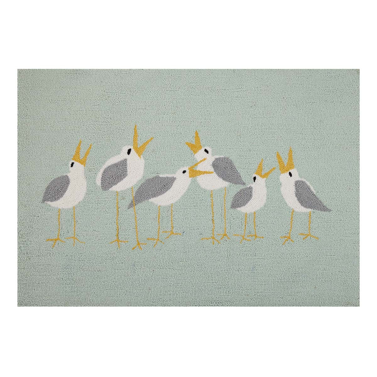 Beach Life Seagulls Hooked Accent Rug