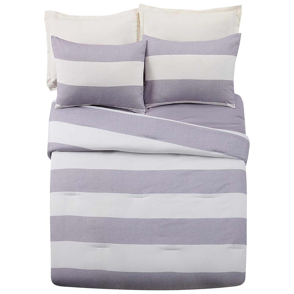 Bayside Gray Stripes Comforter Set - Full/Queen