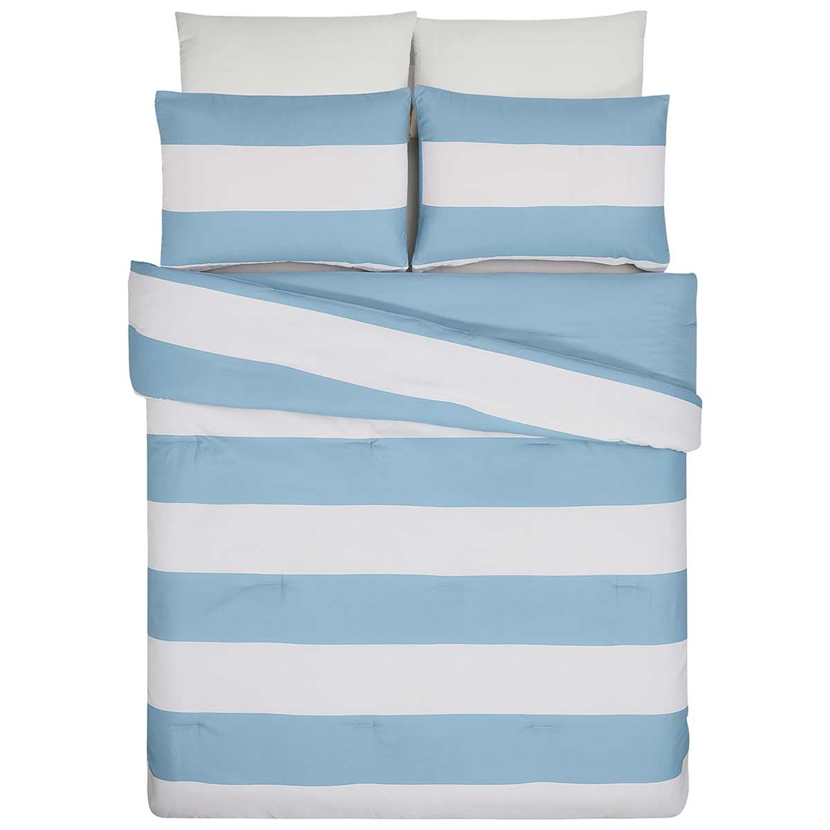 Bayside Blue Stripes Comforter Set - Full/Queen