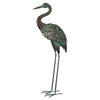Verdigris Crane Solar Garden Statue - Down