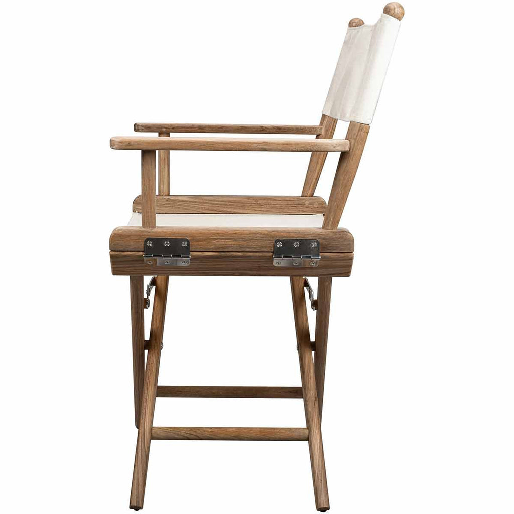 Teak Director's Chair with White Sand Seat Cover