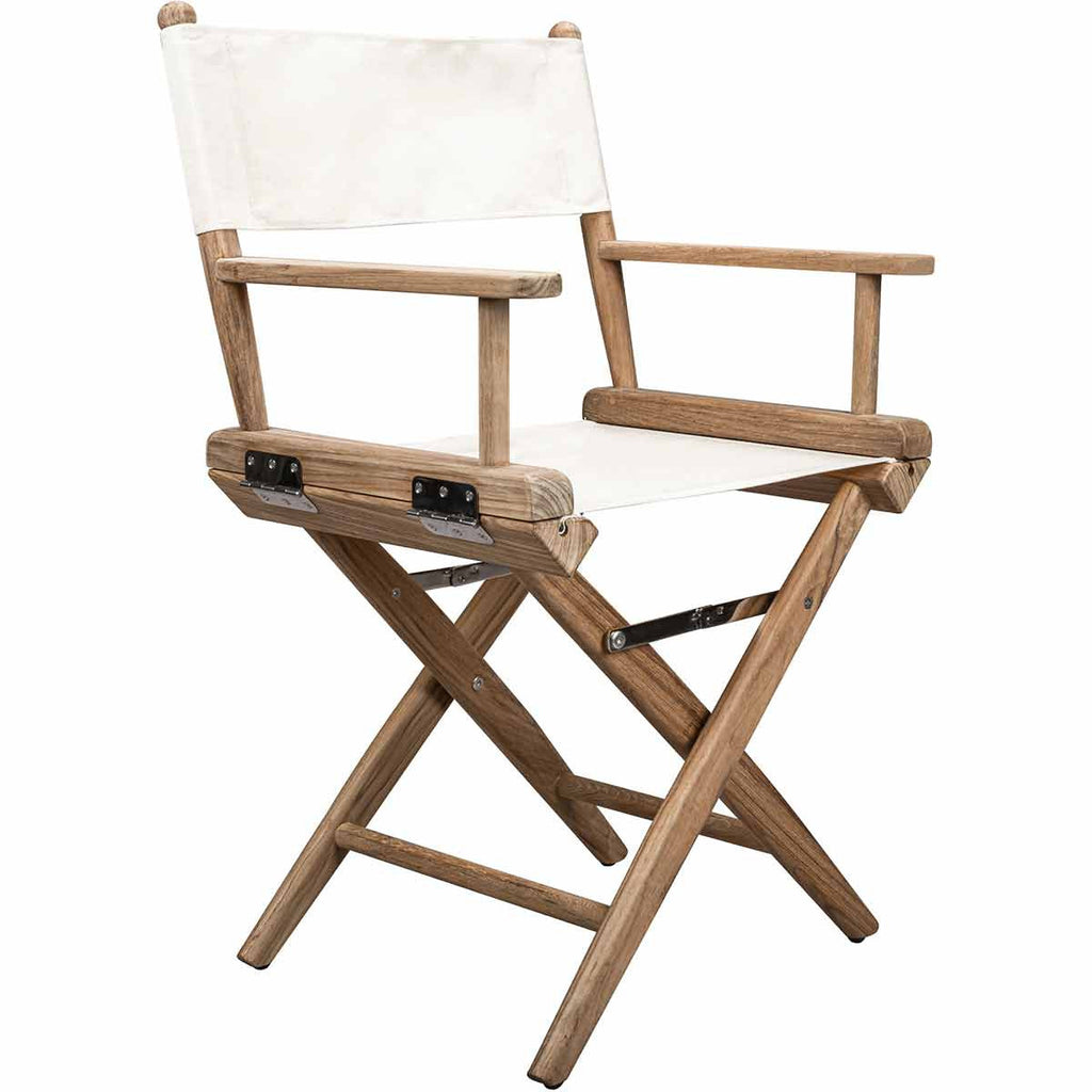 Teak Director's Chair with White Sand Seat Cover