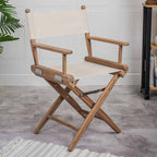 Teak Director's Chair with White Sand Seat Cover