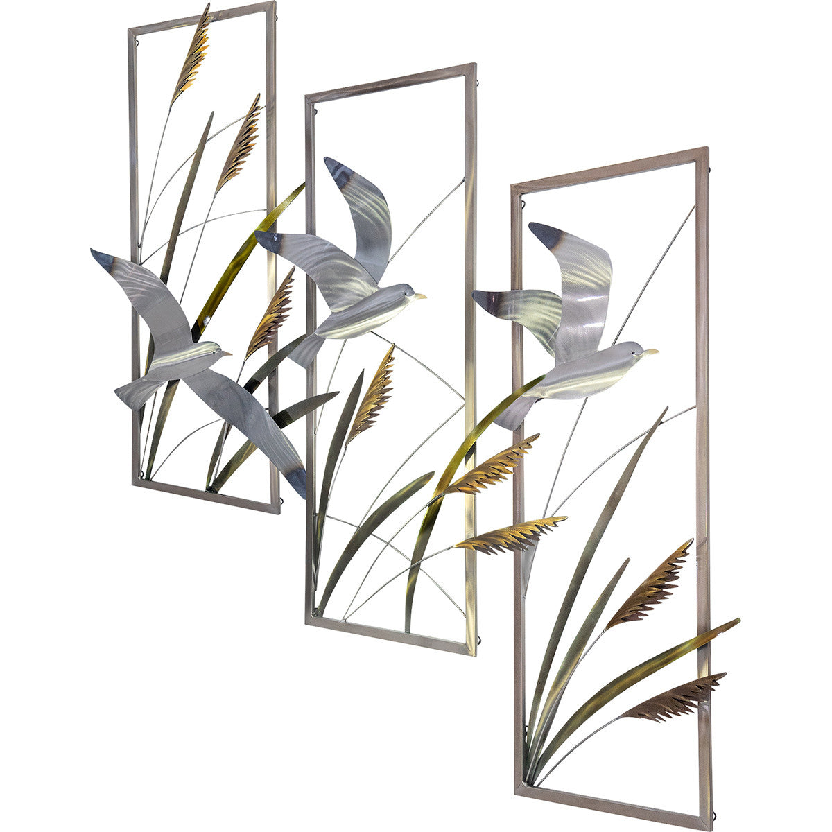 Seagulls Stainless Steel Triptych - Set of 3