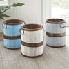 Coastal Blue-Washed Wood Bucket